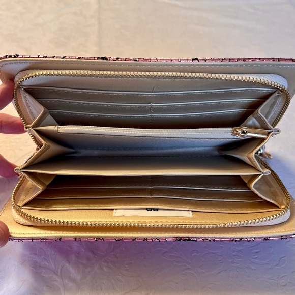 BP. Embossed Faux Leather Wallet Metallic Pink with Wrist Chain - Picture 5 of 11